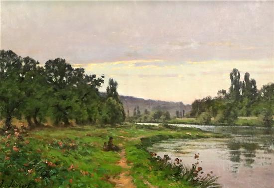 Léon Joubert (1876-1920) River landscape 15 x 22in.